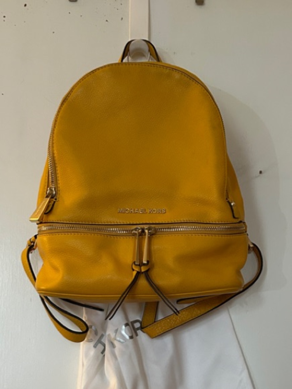 Michael Kors Mustard Yellow Pebbled Leather Backpack